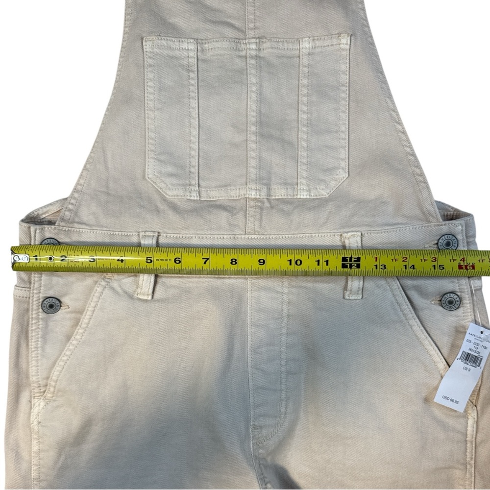 American Eagle Womens Shortalls Small Beige Denim Overall Shorts NWT - Picture 9 of 9